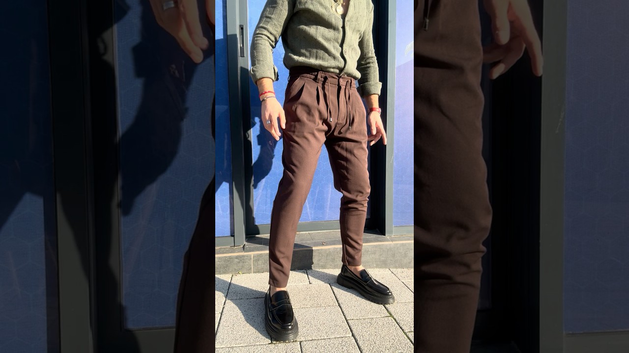 Мъжки спортно елегантен панталон в кафяв цвят