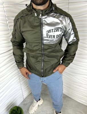 Мъжко пролетно-есенно яке в зелено и сиво