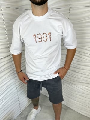 Мъжка тениска в бял цвят "New York"