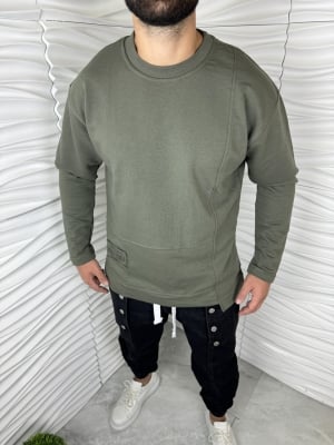 Мъжка блуза в зелен цвят с пришивка с надпис