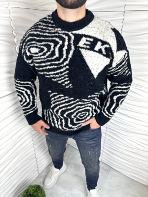 Мъжка ефектна мека блуза в  черно и бяло.