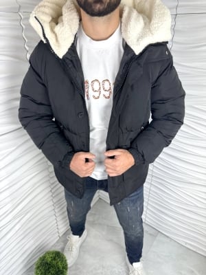 Мъжко изчистено зимно яке в черен цвят