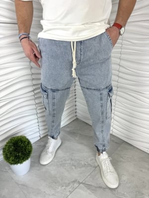 Мъжки карго дънки в син цвят