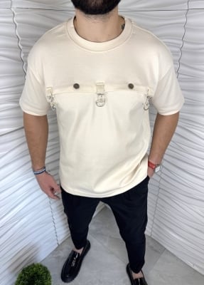 Мъжка тениска в бежов цвят с катарами 