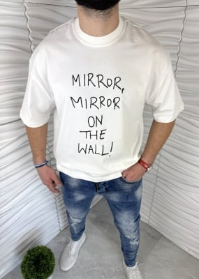 Мъжка тениска "Mirror" в цвят екрю