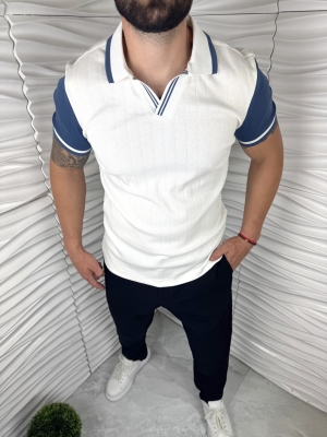 Мъжка памучна тениска в бял цвят