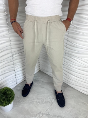 Мъжки памучни панталони в сив цвят