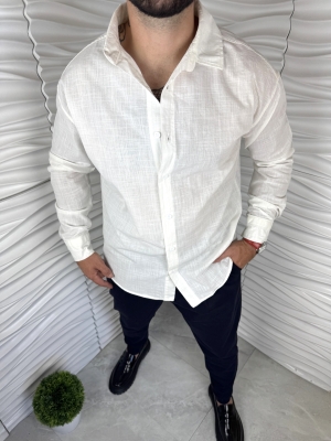 Мъжка спортна риза в цвят екрю