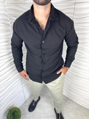 Мъжка спортна риза в черен цвят