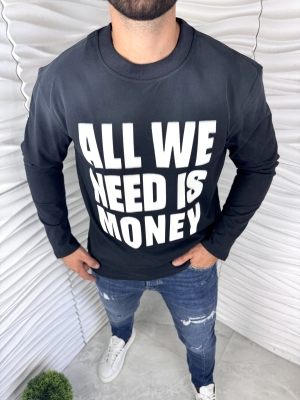 Мъжка блуза в черен цвят с надпис "Money"