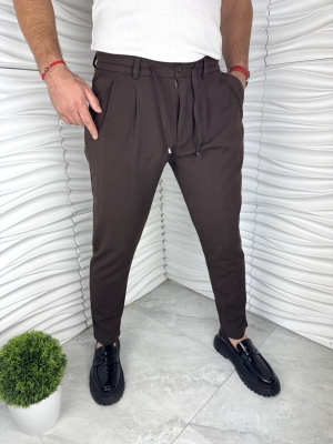 Мъжки спортно елегантен панталон в кафяв цвят 