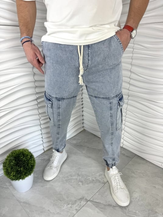 Мъжки карго дънки в син цвят