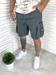 Мъжки къси панталони със страничен джоб в сиво