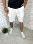 Мъжки къси ленени панталони в бял цвят