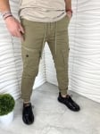 Мъжки спортни панталони със странични джобове в зелено