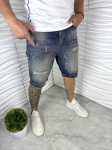 Мъжки къси дънки в син цвят с изтъркан ефект