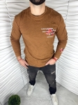 Мъжка блуза в кафяв цвят с надпис отпред 