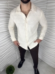 Мъжка риза в цвят екрю от плетиво 