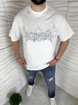 Мъжка тениска в бял цвят с надпис отпред