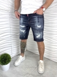 Мъжки къси дънки в син цвят с избелял ефект 